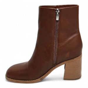 MARC FISHER Lysia‎ leather cognac stacked heel booties 9